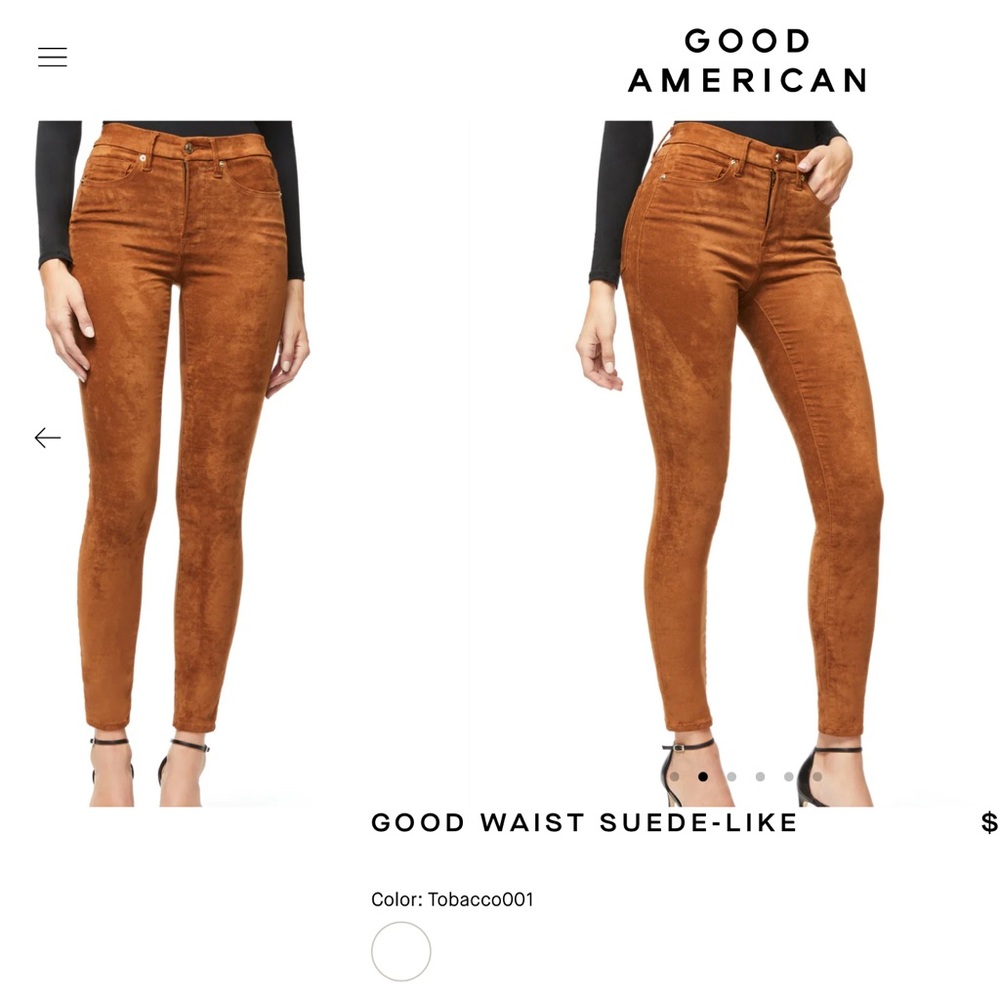 Good American Good Waist Tobacco Suede-Like Skinny Size 2